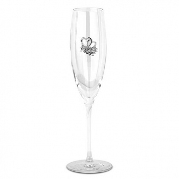 Свадебный бокал для шампанского с серебряными сердечками