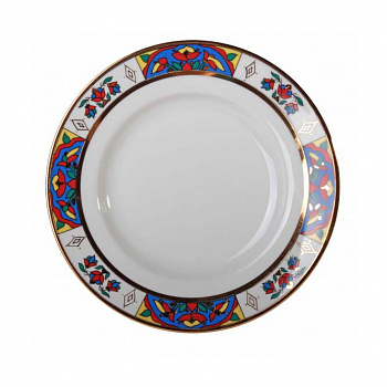 Плоская фарфоровая тарелка «Народные узоры»