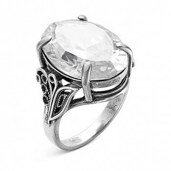 Серебряное кольцо «Перстень» с фианитом