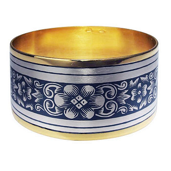 Серебряное кольцо для салфеток с позолотой «Весеннее»