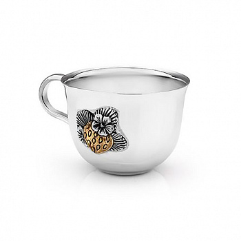 Серебряная кофейная чашка с позолотой «Клубничка»