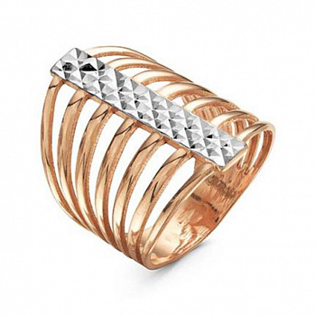 Серебряное кольцо «Линии» с золочением