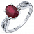 Серебряное кольцо с рубином и фианитом «Бантик»