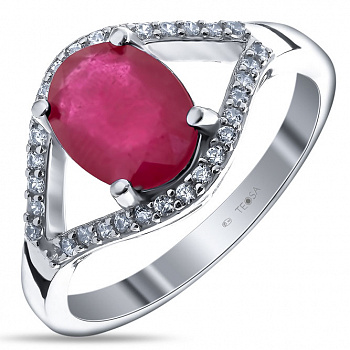 Серебряное кольцо с рубином и фианитом «Божественный взор»