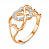 Серебряное кольцо «Сердца трех» с фианитами и золочением