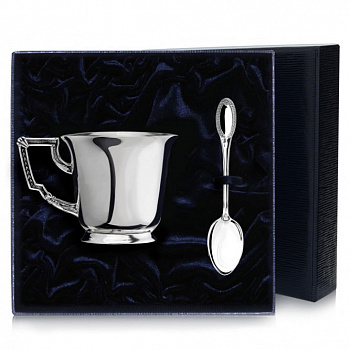 Серебряная чайная чашка с ложкой «Император»