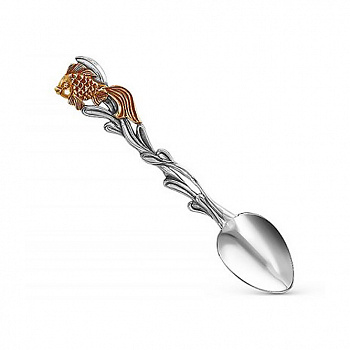 Серебряная ложка для икры с позолотой «Волшебная рыбка»