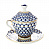 Фарфоровая чайная чашка с крышечкой и блюдцем «Кобальтовая сетка»