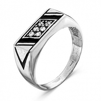 Серебряное кольцо «Инкогнито» с фианитами и эмалью