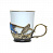 Фарфоровая чашка «Стрекозы» в латунном подстаканнике с эмалью