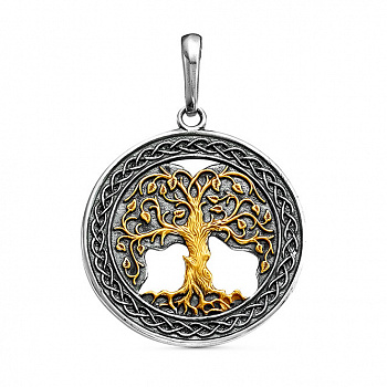 Серебряная подвеска «Дерево счастья» с позолотой
