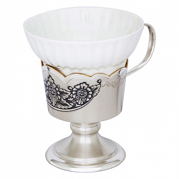 Серебряная чайная чашка «Черневой рисунок»
