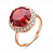 Серебряное кольцо с красным фианитом и позолотой «Колдунья»