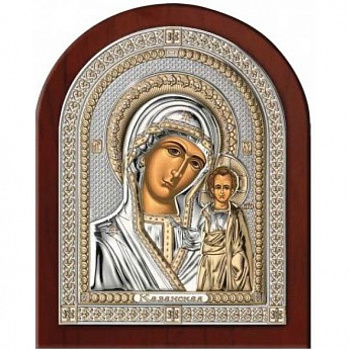 Икона с серебряным напылением «Казанская Божья Матерь»