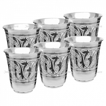 Набор из шести серебряных стаканов «Флора»