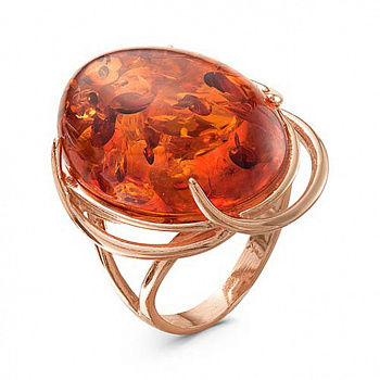 Серебряное кольцо с янтарем «Осенний вальс»