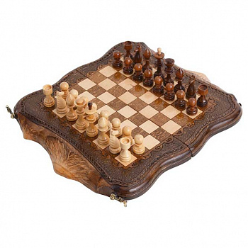 Резные нарды и шахматы из бука «Арарат»