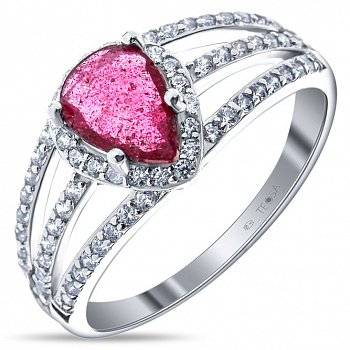 Серебряное кольцо с рубином и фианитом «Королевский блеск»