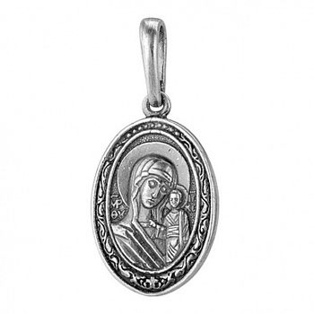 Серебряная подвеска «Казанская Божия Матерь» с изображением