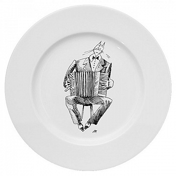 Фарфоровая декоративная тарелка «Котогармонист»