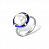 Серебряное кольцо с жемчугом и эмалью "Океан"