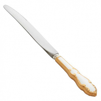 Серебряный нож столовый "Лира" с позолотой