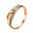 Серебряное кольцо с фианитами и позолотой «Волна»