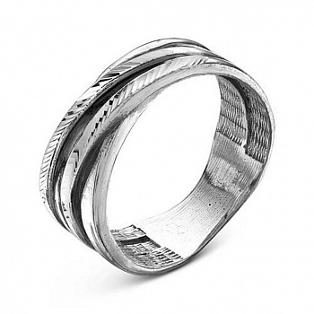 Серебряное кольцо «Колечки» без вставок