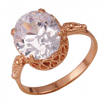 Серебряное кольцо «Особенное» с фианитом и позолотой
