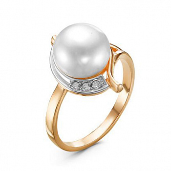 Серебряное кольцо «Марина» с жемчугом и золочением