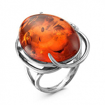 Серебряное кольцо с янтарем «Огненный шар»